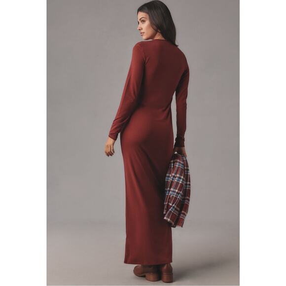 Reformation Tommie Knit Maxi Dress NWT Wine Red Long Sleeve M - Picture 2 of 10